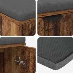 vidaXL Bancos-Banco de entrada con cojín Madera vieja 100 x 38 x 46 cm