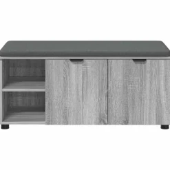 vidaXL Banco de entrada con cojín 100 x 38 x 46 cm Gris sonoma Discount