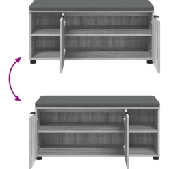 vidaXL Banco de entrada con cojín 100 x 38 x 46 cm Gris sonoma Discount