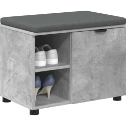 vidaXL Banco de entrada con cojín Gris Concreto 60 x 38 x 46 cm Gris hormig&oacute;n