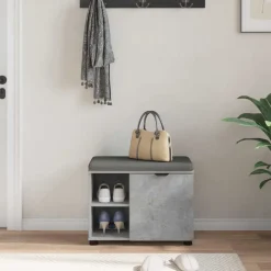 vidaXL Banco de entrada con cojín Gris Concreto 60 x 38 x 46 cm Gris hormig&oacute;n