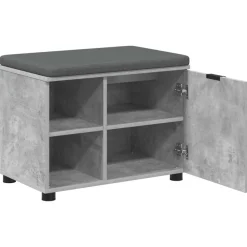 vidaXL Banco de entrada con cojín Gris Concreto 60 x 38 x 46 cm Gris hormig&oacute;n