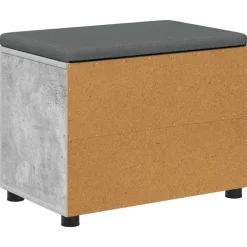 vidaXL Banco de entrada con cojín Gris Concreto 60 x 38 x 46 cm Gris hormig&oacute;n