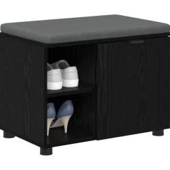 vidaXL Banco de entrada con cojín 60 x 38 x 46 cm Roble negro Discount