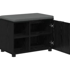 vidaXL Banco de entrada con cojín 60 x 38 x 46 cm Roble negro Discount