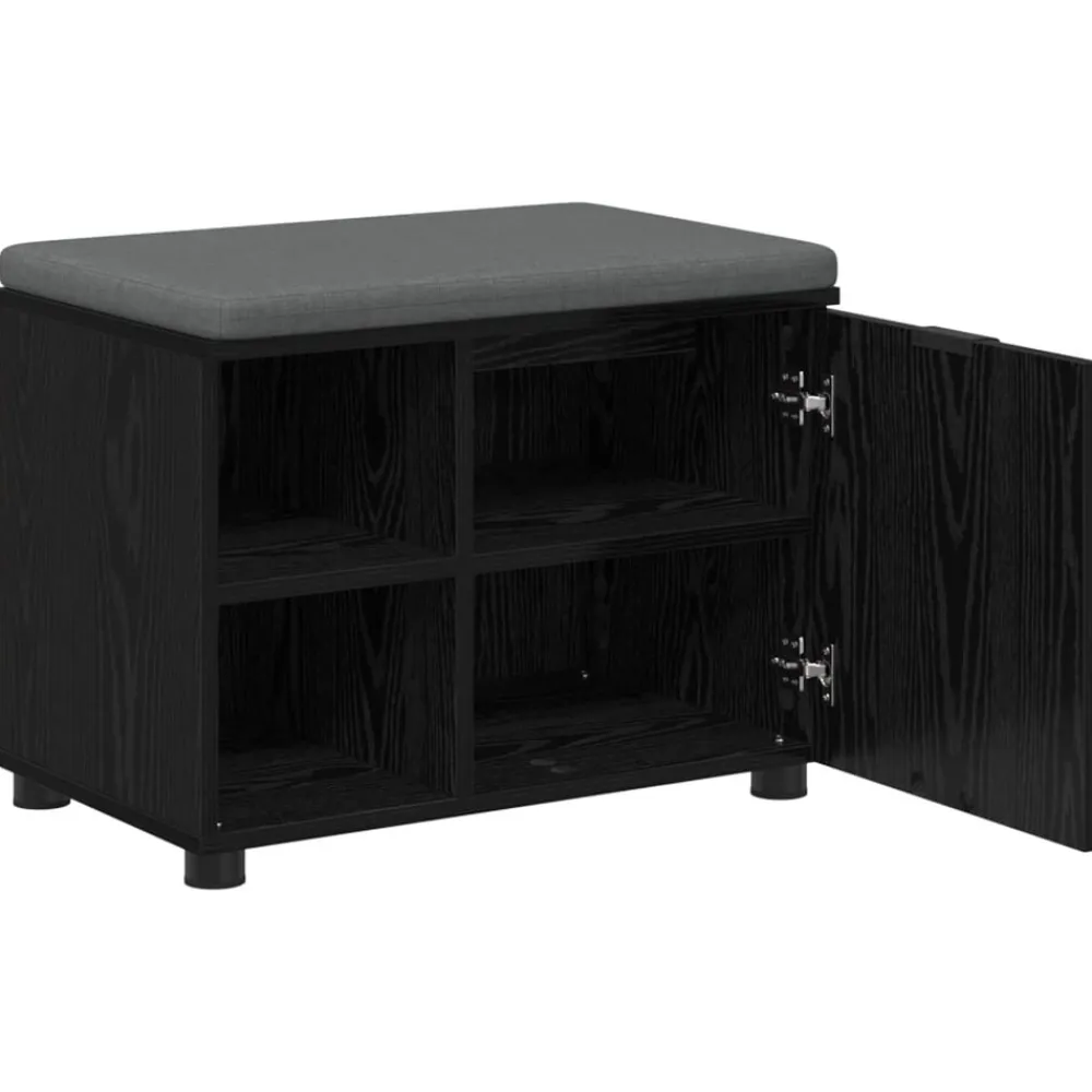 vidaXL Banco de entrada con cojín 60 x 38 x 46 cm Roble negro Discount