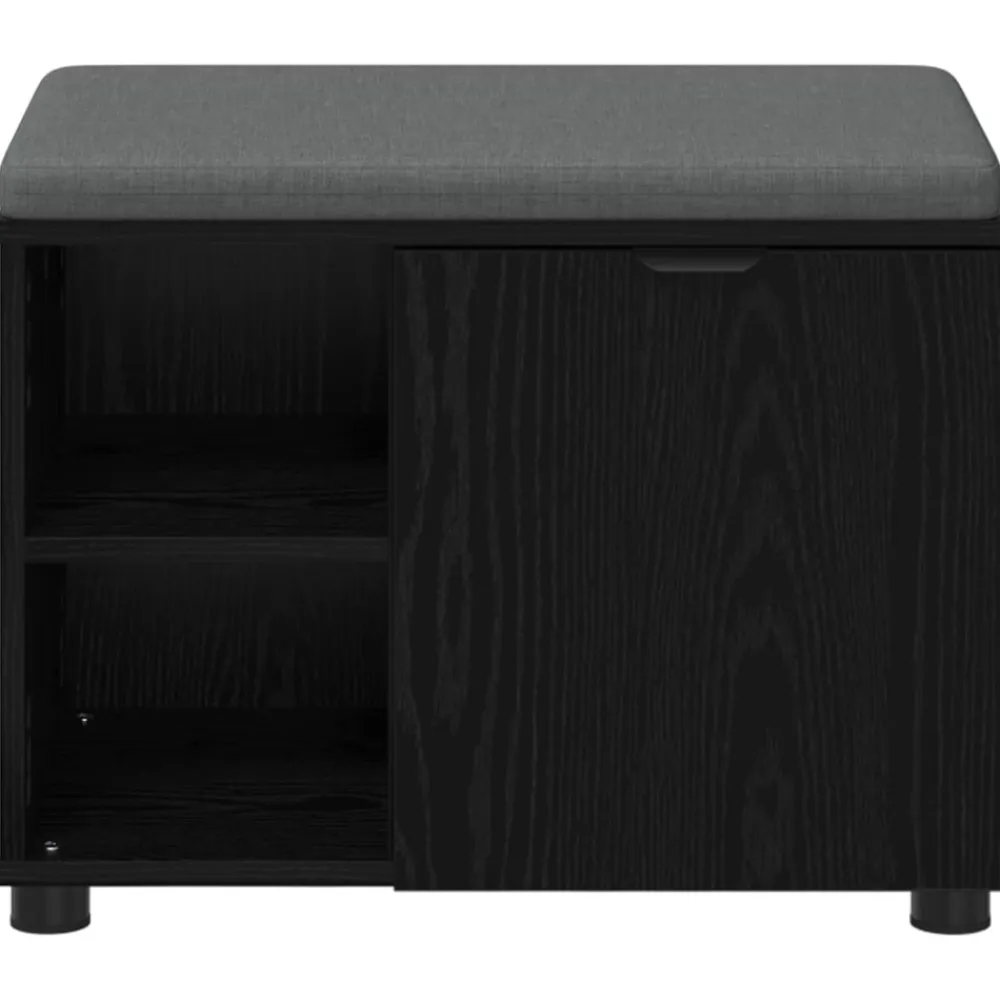 vidaXL Banco de entrada con cojín 60 x 38 x 46 cm Roble negro Discount