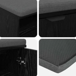 vidaXL Banco de entrada con cojín 60 x 38 x 46 cm Roble negro Discount