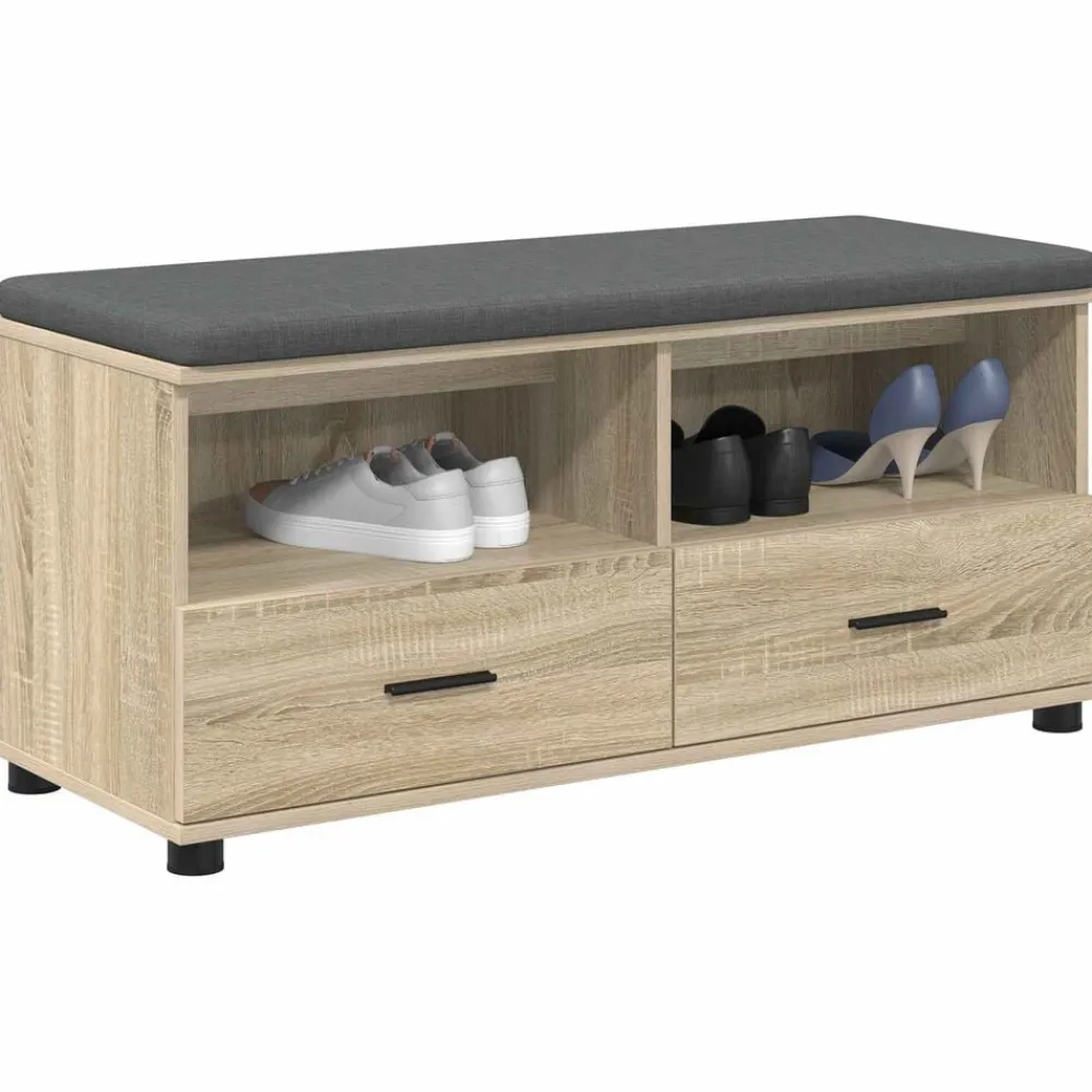 vidaXL Banco de entrada con cojín 100 x 38 x 46 cm Roble Sonoma Sale