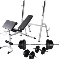 vidaXL Banco de entrenamiento con soporte de pesas y mancuernas 60,5kg Clearance