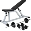 vidaXL Fitness Y Musculación-Banco de entrenamiento con juego de barras y mancuernas 30,5 kg