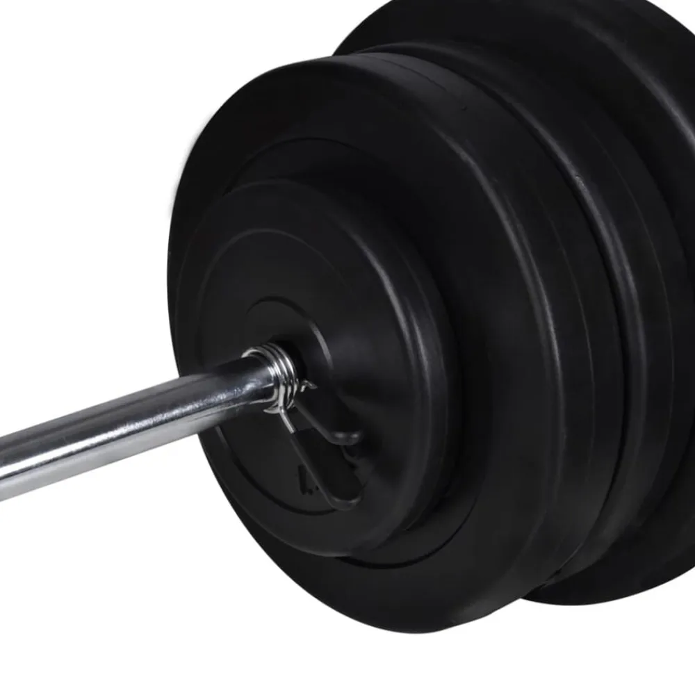 vidaXL Fitness Y Musculación-Banco de entrenamiento con juego de barras y mancuernas 60,5 kg