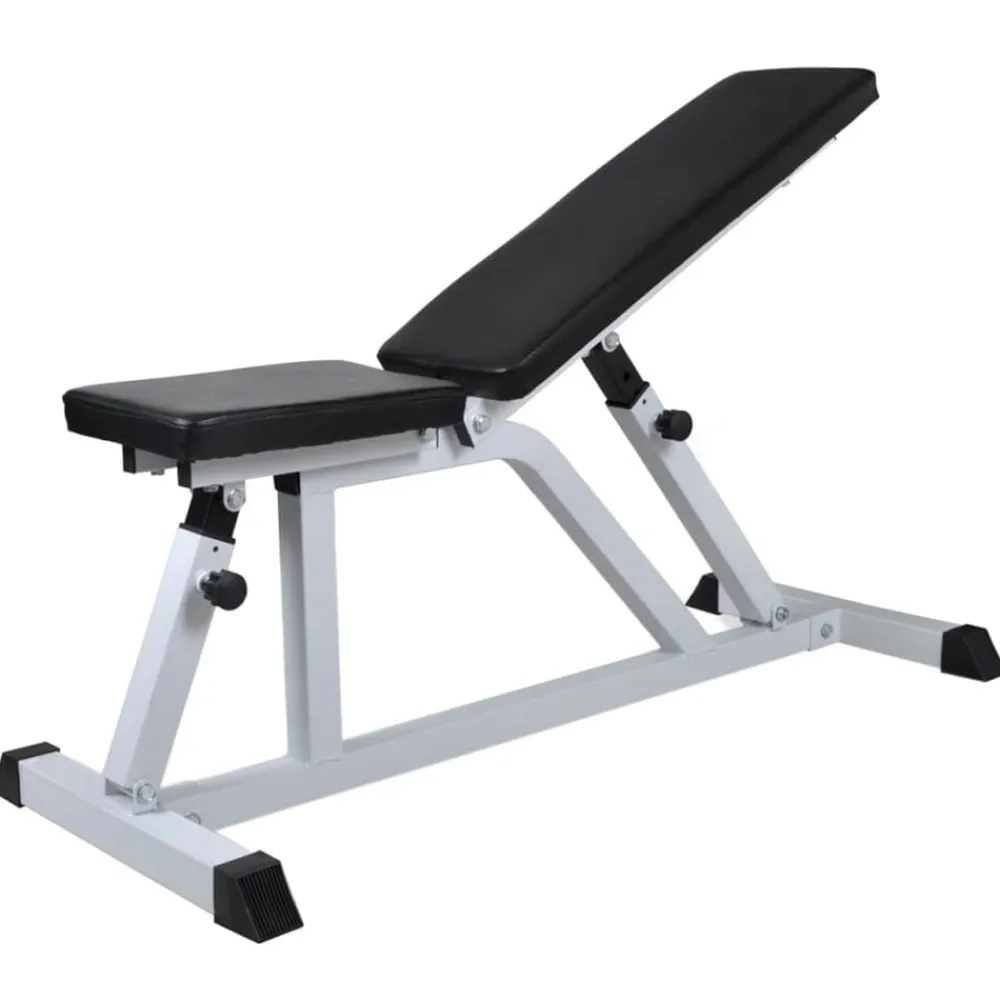 vidaXL Fitness Y Musculación-Banco de entrenamiento con juego de barras y mancuernas 60,5 kg