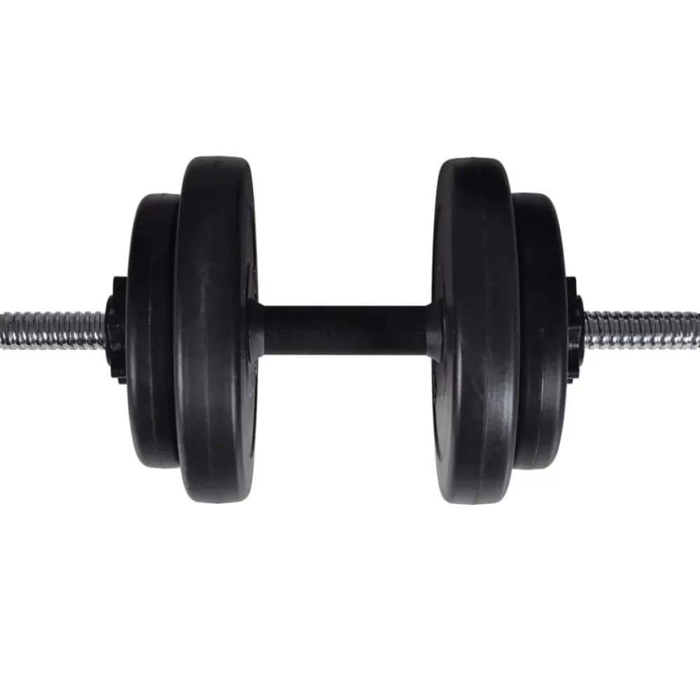 vidaXL Fitness Y Musculación-Banco de entrenamiento con juego de barras y mancuernas 60,5 kg
