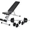 vidaXL Fitness Y Musculación-Banco de entrenamiento con juego de barras y mancuernas 60,5 kg