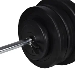 vidaXL Fitness Y Musculación-Banco de entrenamiento con juego de barras y mancuernas 60,5 kg