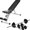 vidaXL Fitness Y Musculación-Banco de entrenamiento con juego de pesas y mancuernas 30,5 kg