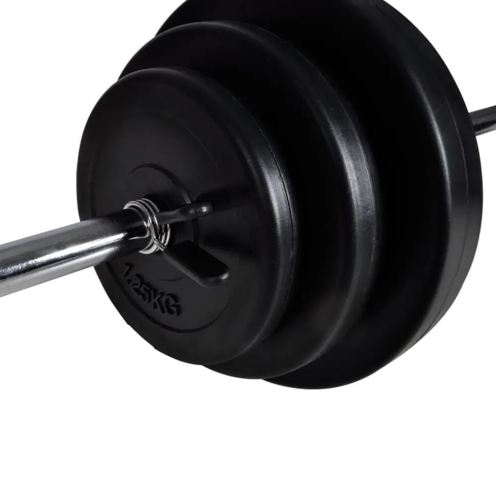 vidaXL Fitness Y Musculación-Banco de entrenamiento con juego de pesas y mancuernas 30,5 kg
