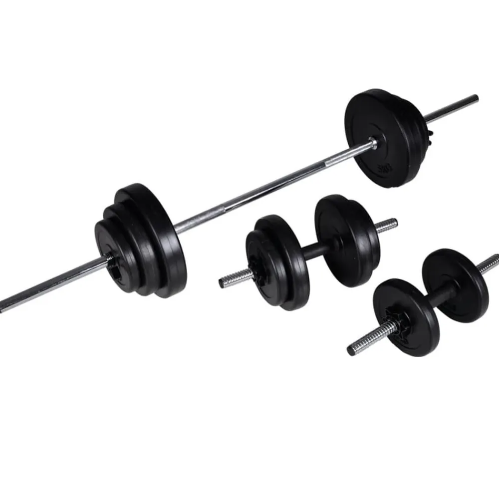 vidaXL Fitness Y Musculación-Banco de entrenamiento con juego de pesas y mancuernas 30,5 kg