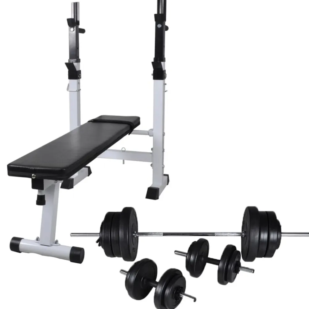 vidaXL Banco de entrenamiento con soporte de pesas y mancuernas 60,5kg