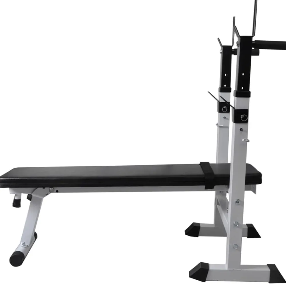 vidaXL Banco de entrenamiento con soporte de pesas y mancuernas 60,5kg