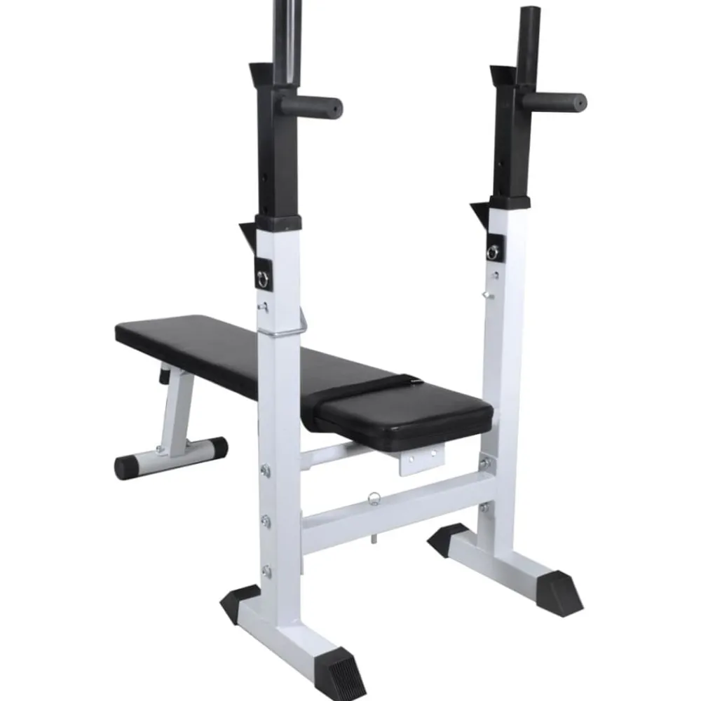 vidaXL Banco de entrenamiento con soporte de pesas y mancuernas 60,5kg