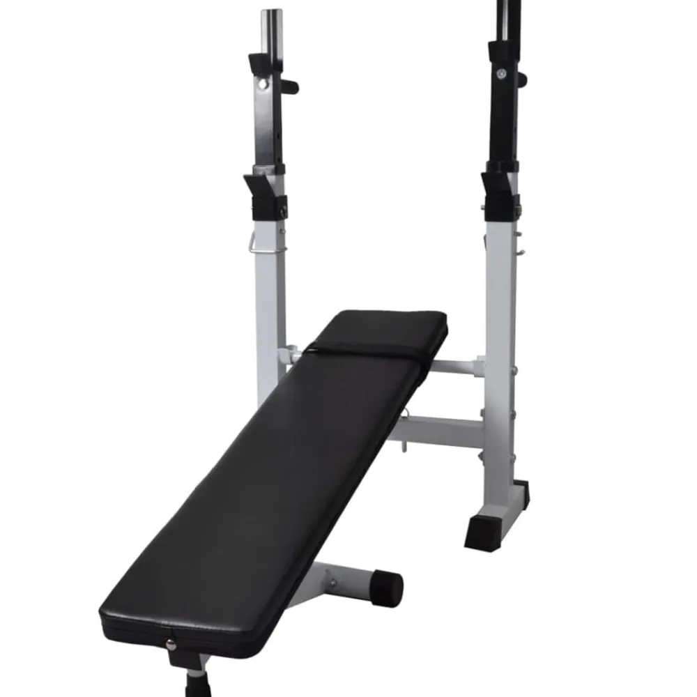 vidaXL Banco de entrenamiento con soporte de pesas y mancuernas 60,5kg