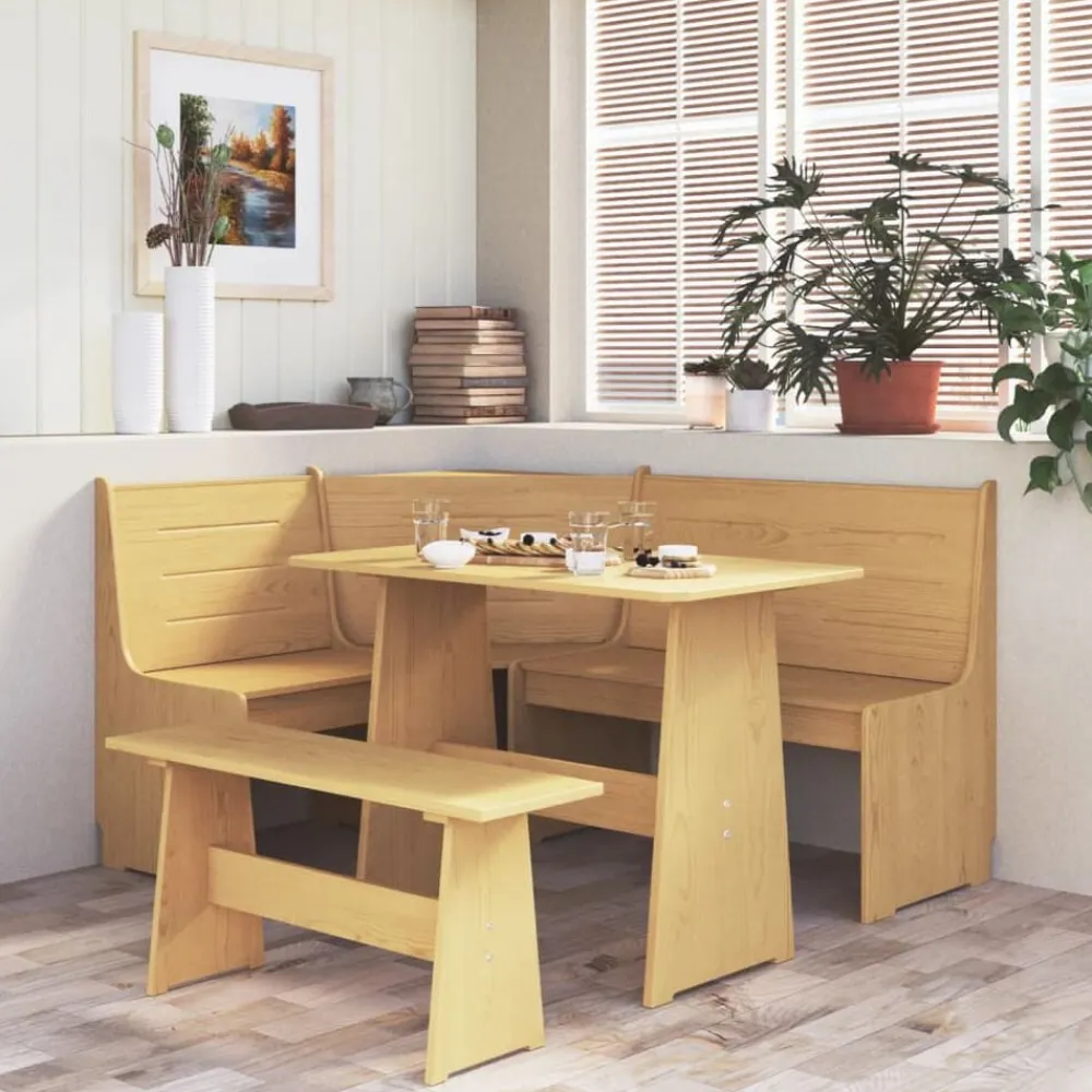vidaXL Banco de esquina REINE madera maciza de pino marrón miel 151 cm Marrón miel Sale