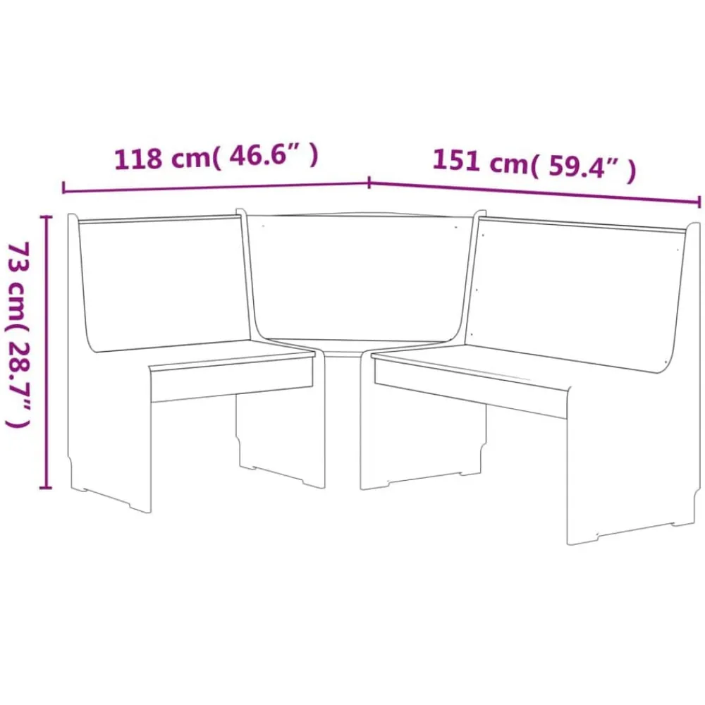 vidaXL Banco de esquina REINE madera maciza de pino marrón miel 151 cm Marrón miel Sale