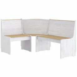 vidaXL Banco de esquina REINE madera maciza pino marrón blanco 151 cm marrón miel y blanco Best