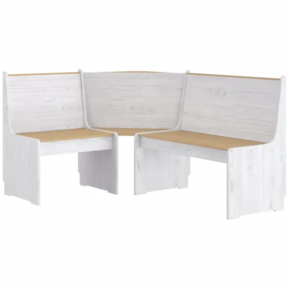 vidaXL Banco de esquina REINE madera maciza pino marrón blanco 151 cm marrón miel y blanco Best