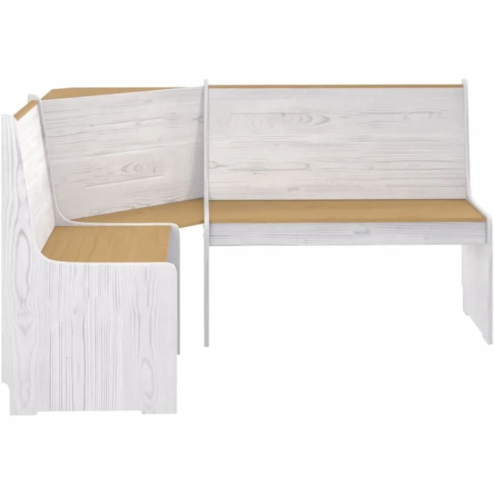 vidaXL Banco de esquina REINE madera maciza pino marrón blanco 151 cm marrón miel y blanco Best