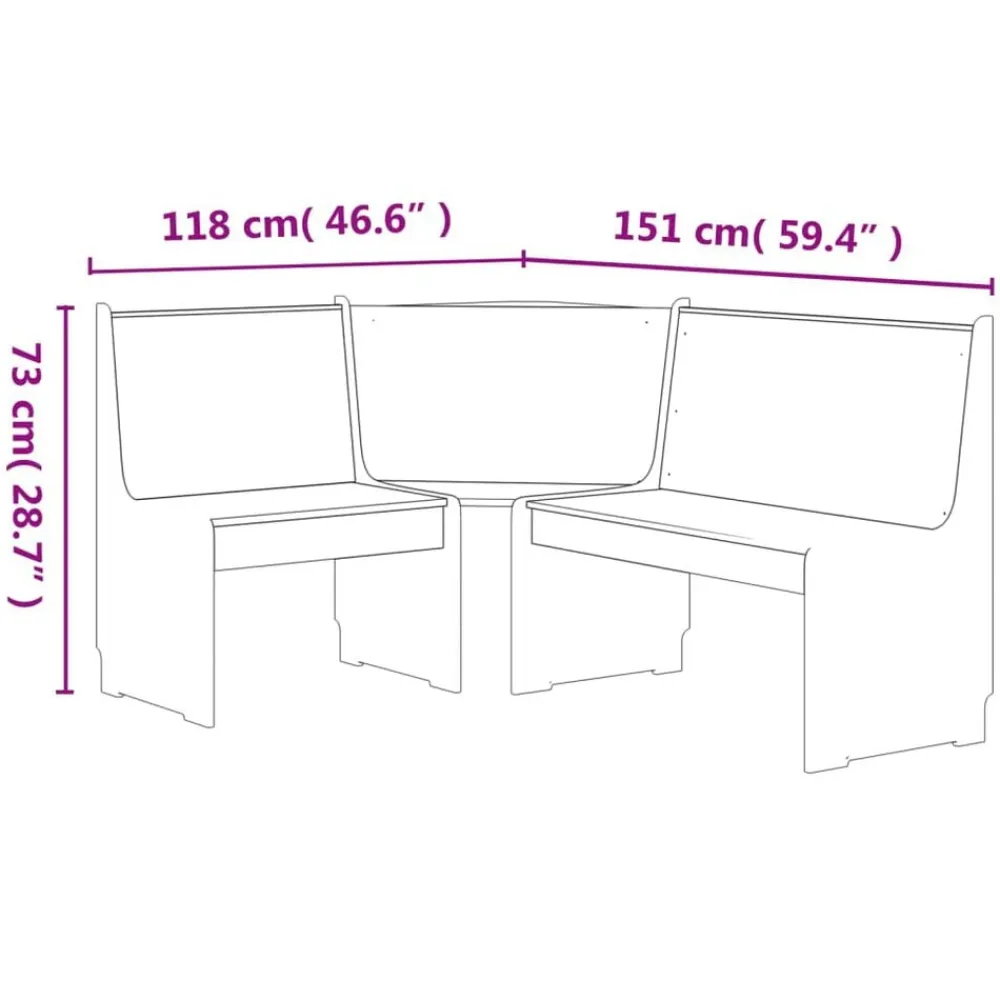 vidaXL Banco de esquina REINE madera maciza pino marrón blanco 151 cm marrón miel y blanco Best