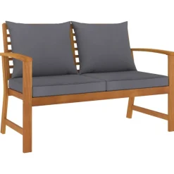 vidaXL Banco de jardín 120 cm cojines oscuro madera acacia maciza Gris Best