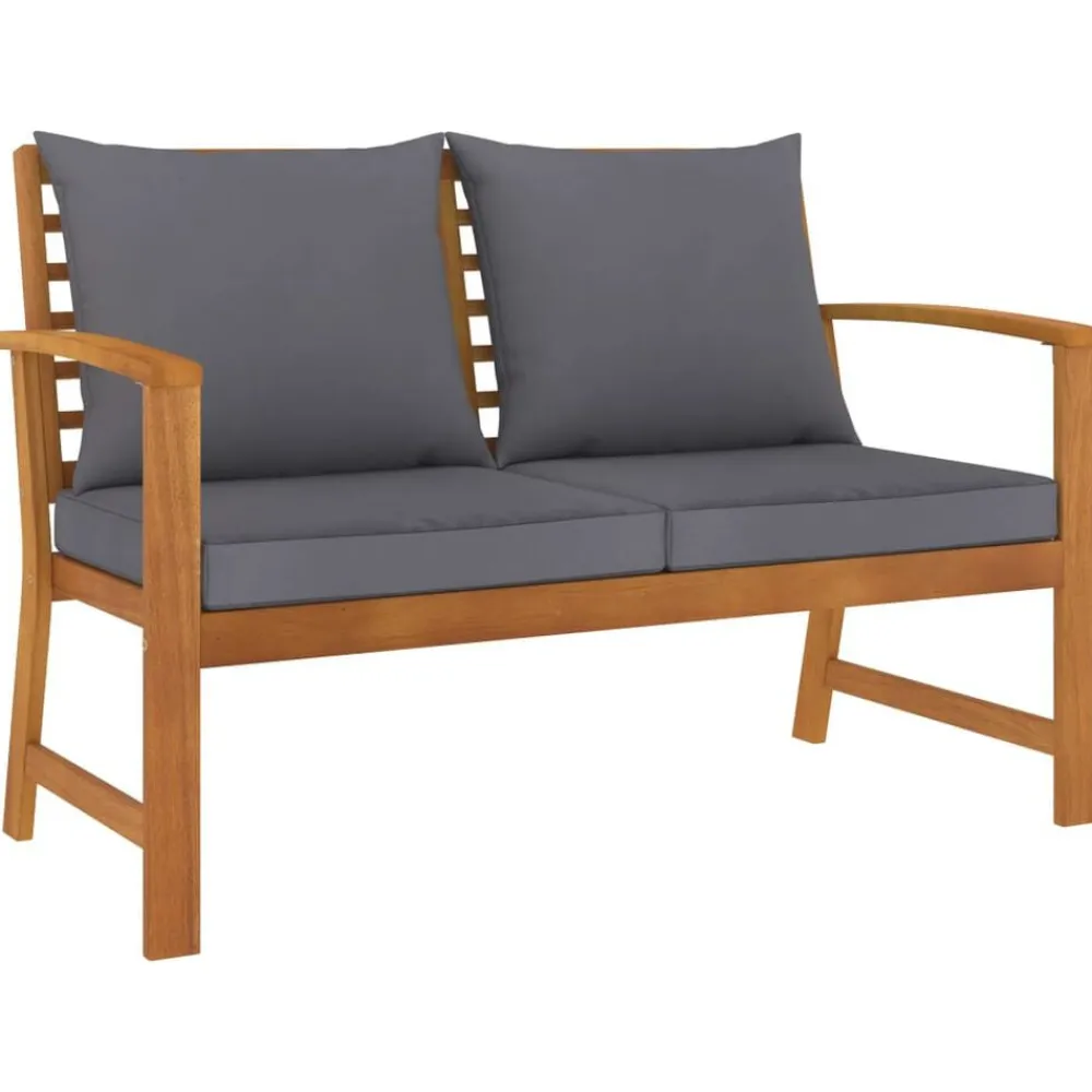 vidaXL Banco de jardín 120 cm cojines oscuro madera acacia maciza Gris Best