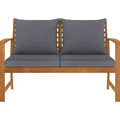 vidaXL Banco de jardín 120 cm cojines oscuro madera acacia maciza Gris Best