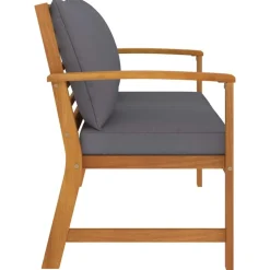 vidaXL Banco de jardín 120 cm cojines oscuro madera acacia maciza Gris Best