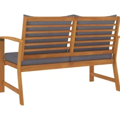 vidaXL Banco de jardín 120 cm cojines oscuro madera acacia maciza Gris Best