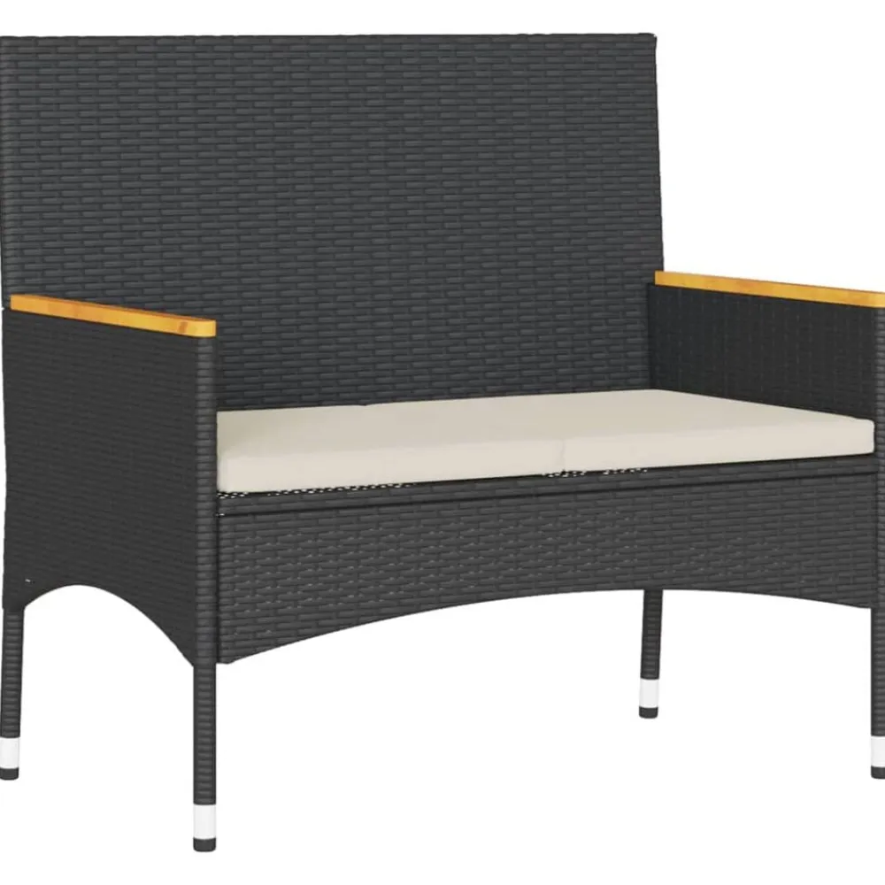 vidaXL Muebles De Jardín-Banco de jardín 2 plazas con cojines y mesa ratán PE