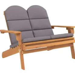 vidaXL Banco de jardín Adirondack con cojines madera de acacia 126 cm Gris oscuro Best