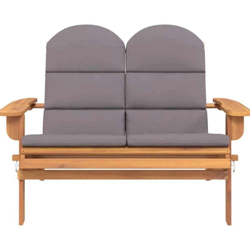 vidaXL Banco de jardín Adirondack con cojines madera de acacia 126 cm Gris oscuro Best
