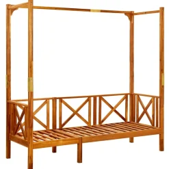vidaXL Banco de jardín con toldo madera maciza de acacia Crema Online