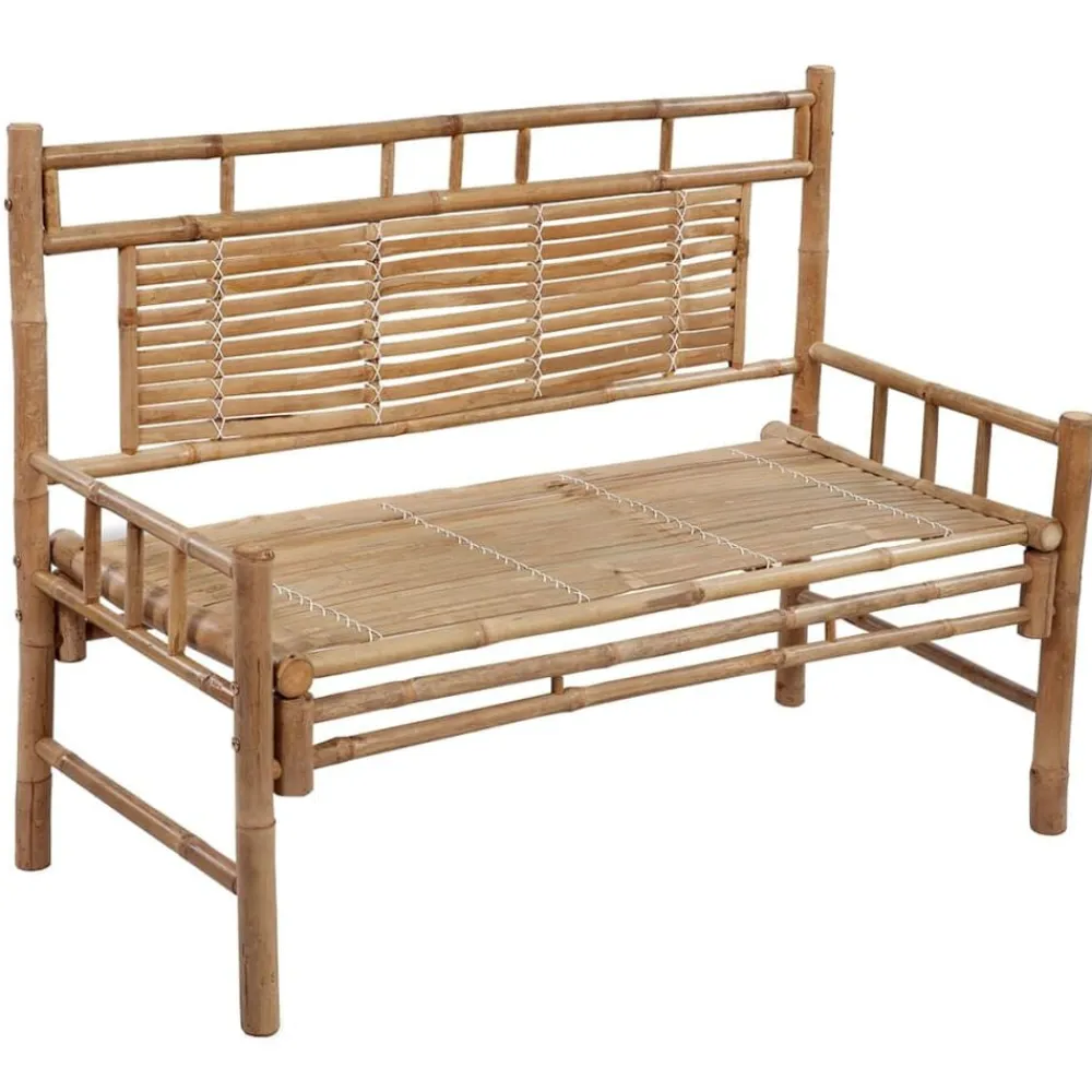 vidaXL Muebles De Jardín-Banco de jardín con cojín bambú 120 cm
