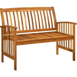 vidaXL Muebles De Jardín-Banco de jardín con cojines 119 cm madera maciza de acacia