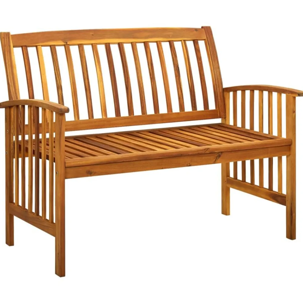 vidaXL Muebles De Jardín-Banco de jardín con cojines 119 cm madera maciza de acacia