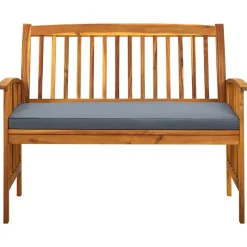 vidaXL Muebles De Jardín-Banco de jardín con cojines 119 cm madera maciza de acacia