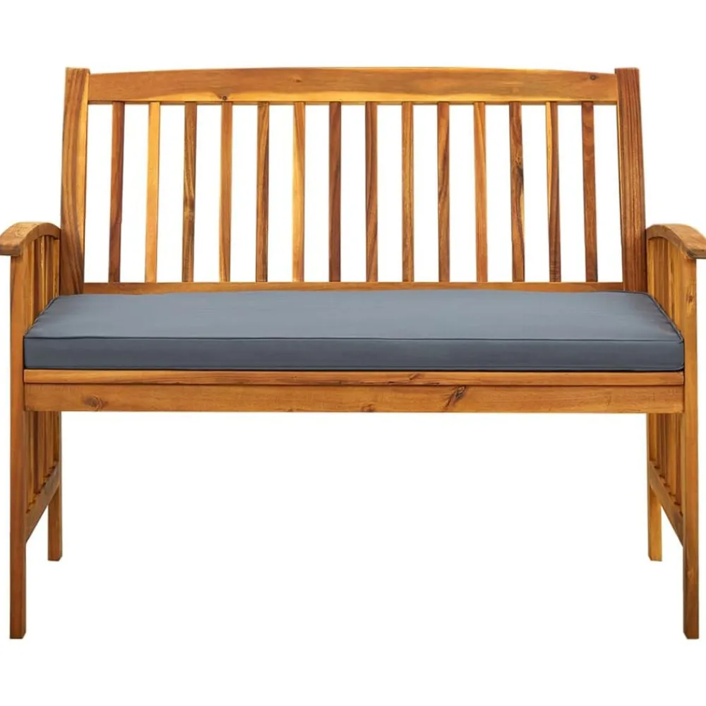 vidaXL Muebles De Jardín-Banco de jardín con cojines 119 cm madera maciza de acacia