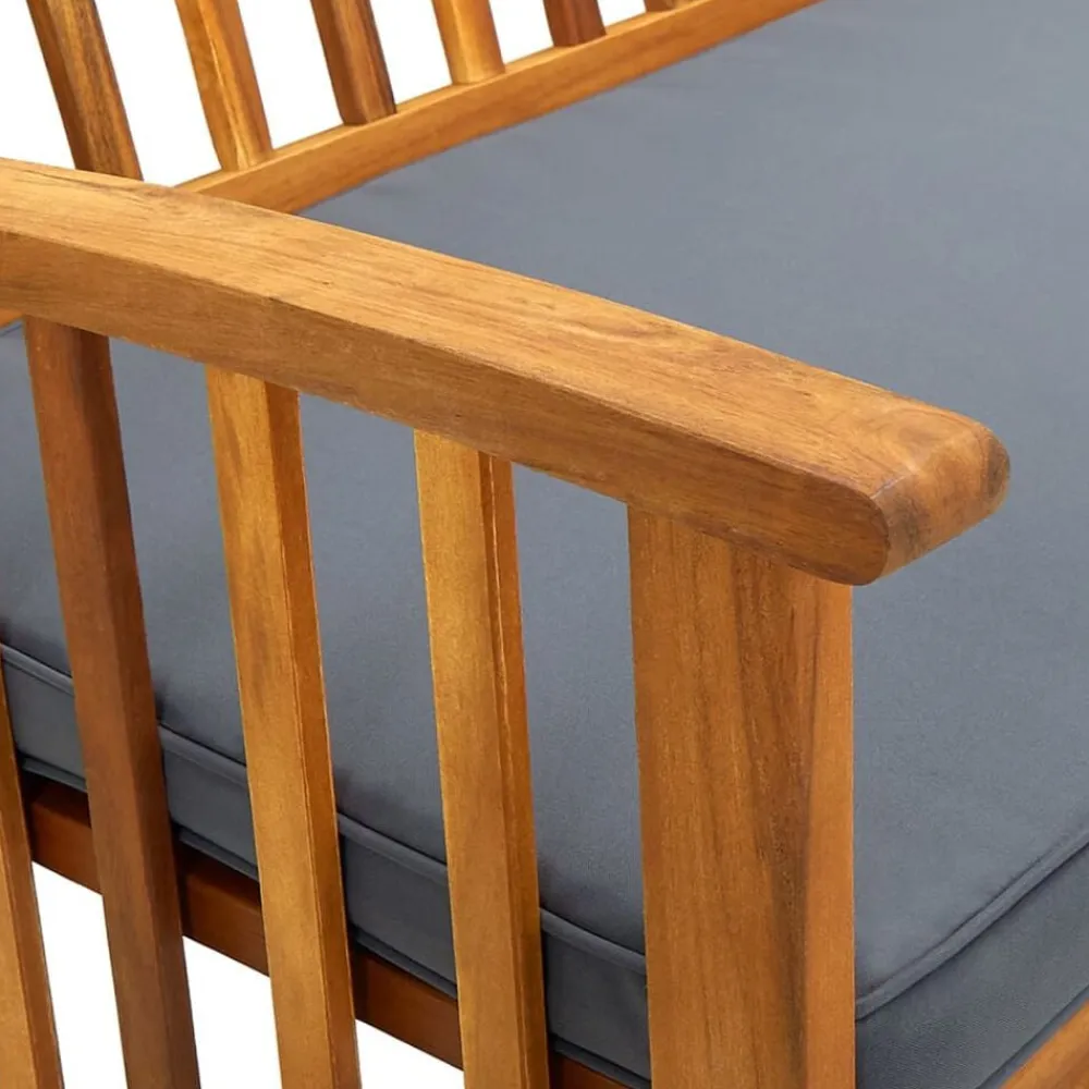 vidaXL Muebles De Jardín-Banco de jardín con cojines 119 cm madera maciza de acacia