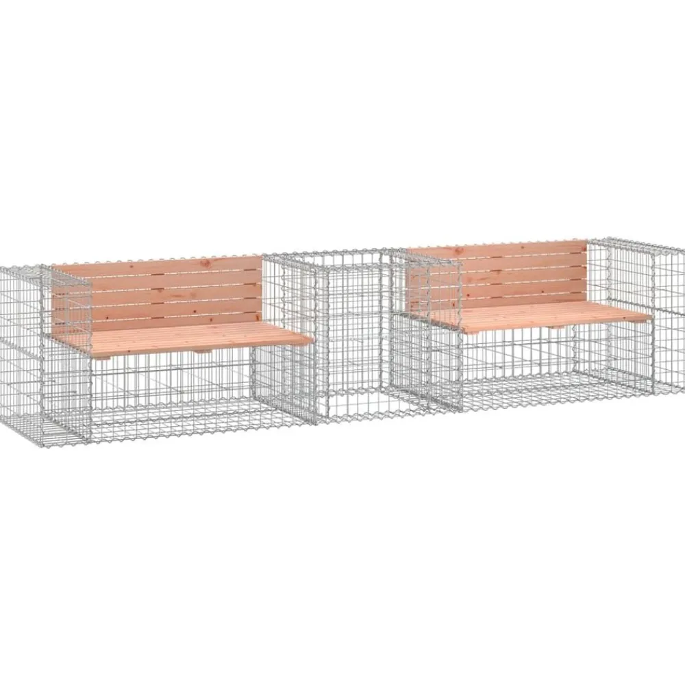vidaXL Banco de jardín con cesta de gaviones madera abeto Douglas Douglas natural Online