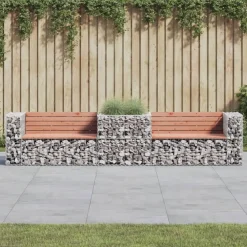 vidaXL Banco de jardín con cesta de gaviones madera abeto Douglas Douglas natural Online